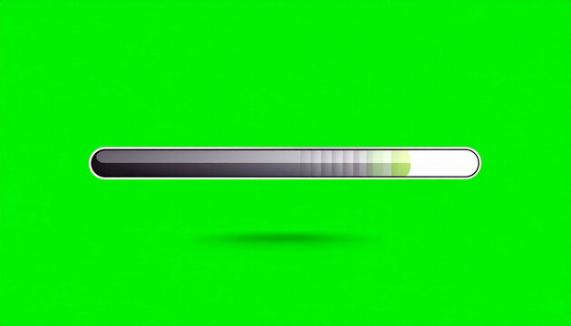 Animated loading bar with progress indicator on a vibrant green screen background for easy keying and video editing