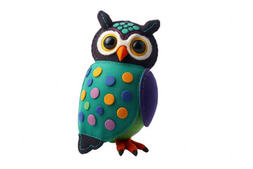 Fototapeta premium Cute felt owl toy with colorful polka dots
