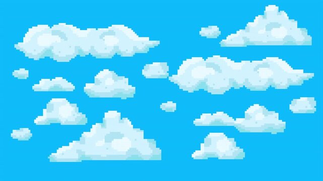 pixel clouds background motion animation Animated pixel art sky