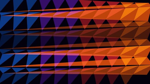 Abstract geometric pattern with repeating triangular shapes and color shifts