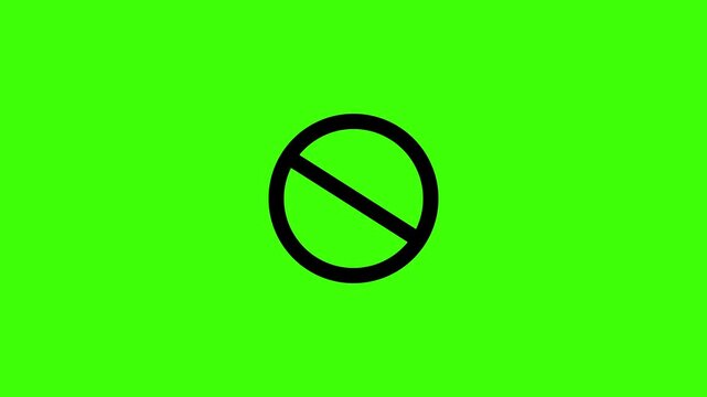 Red sign stop, cross, x, ban, cancel, prohibited icon animation on green background. Motion graphics of danger sign