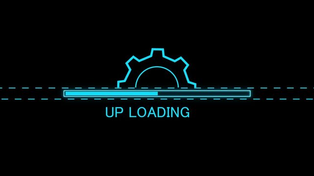 Updating loading  bar icon animation on  black background. digital loading interface and technology motion graphic ,4k video animation.