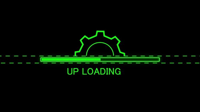 Updating loading  bar icon animation on  black background. digital loading interface and technology motion graphic ,4k video animation.