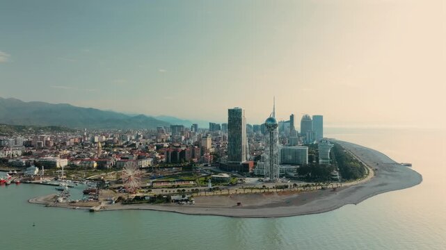 Batumi City Center, Orbi City and Heroes Alley &mdash; Aerial Drone View, Georgia