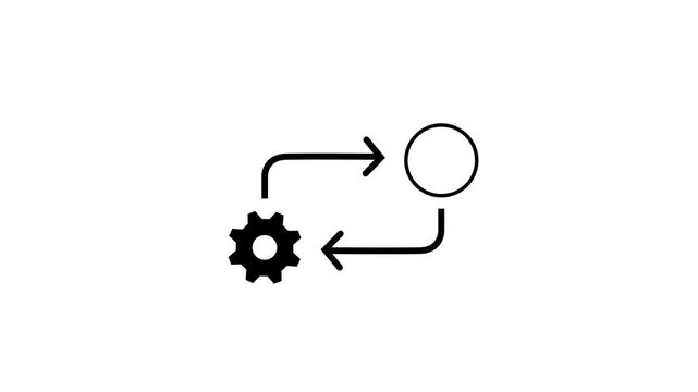 Process icon in flat style isolated on white. Process symbol in black for your web site design on white background. animation.