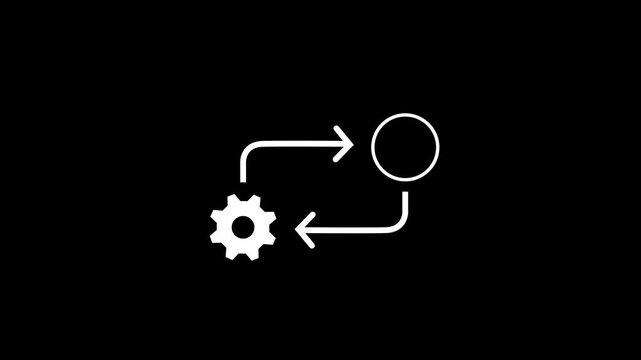 Process icon in flat style isolated on white. Process symbol in black for your web site design on white background. animation.