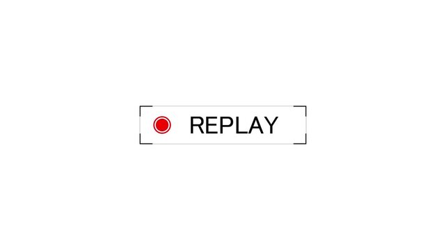 Digital replay button user interface motion graphic animation on background. Modern replay text. 4k video