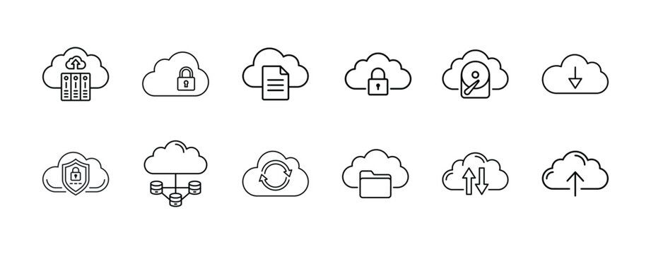 A collection of minimalist hand drawn icons depicting various electronic devices and common household appliances in a simple style
