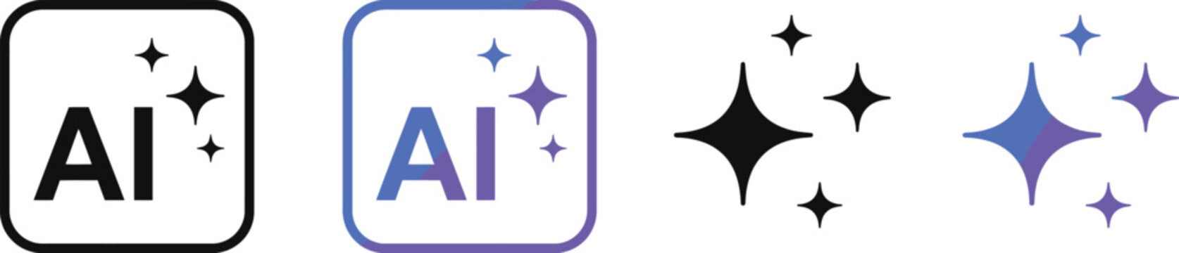 Artificial Intelligence AI Sparkle Feature Vector Icon Set
