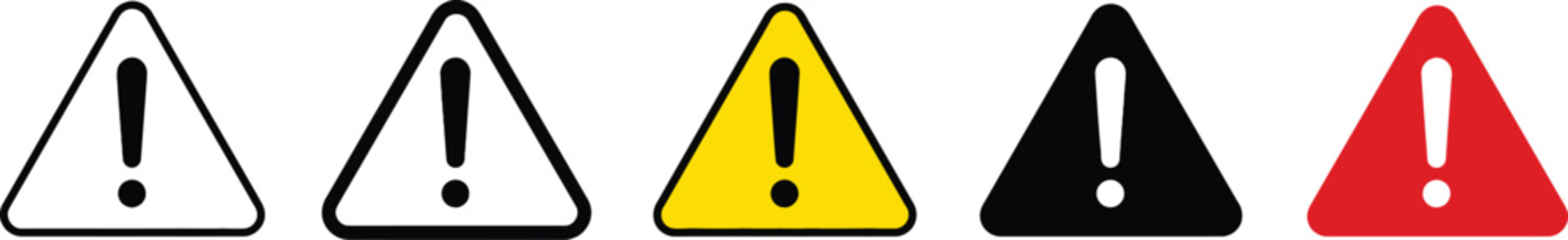 Warning Exclamation Mark Danger Triangle Vector Icon Set