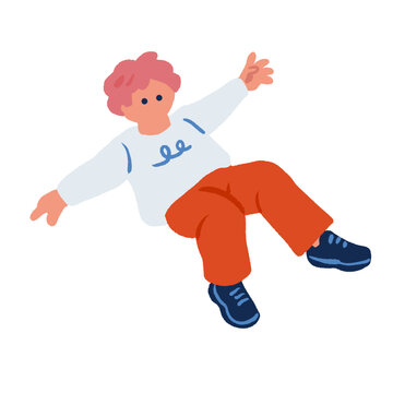 腕を挙げて元気にジャンプする小学生男の子のイラスト