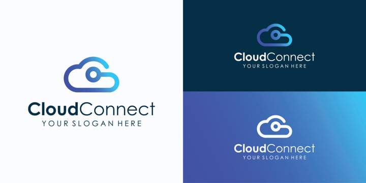 Cloud Connect Logo Design Technology Symbol.