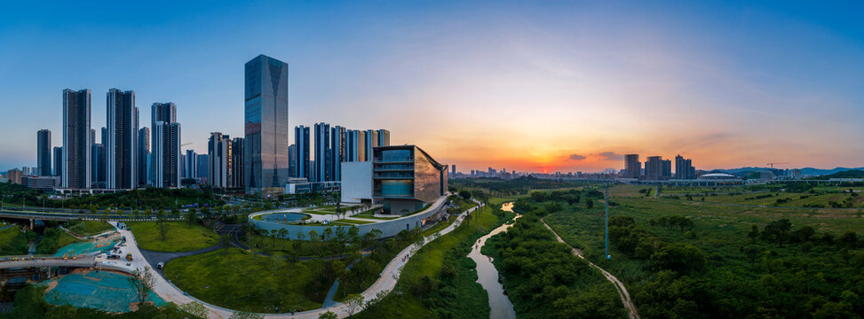 Aerial View of Shenzhen International Museum of Art, Shenzhen, Guangming District, Guangdong Province, China