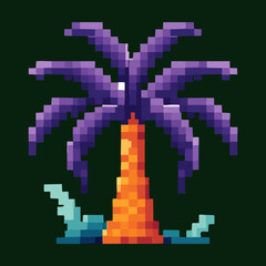 Naklejka premium pixel art dark tropical palm tree vector illustration for beach night island environment game graphic design asset element