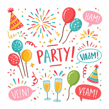 Vibrant celebration scene with colorful decorations and drinks