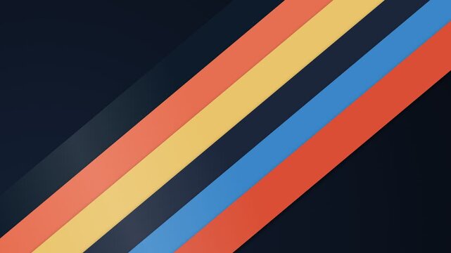 Minimalist diagonal colorful stripes on a deep dark blue background design