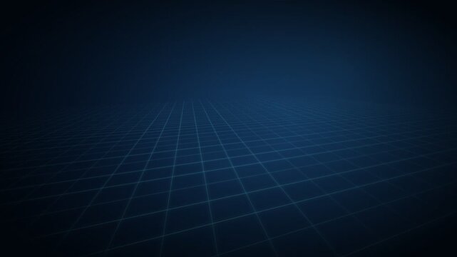 Abstract dark blue background with a fading perspective grid pattern design