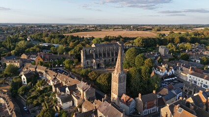 Aerial view of the Market Town of Malmesbury, the Clock Tower and Abbey © fpunshon