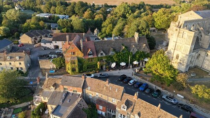 Aerial view of the Market Town of Malmesbury, the Clock Tower and Abbey © fpunshon