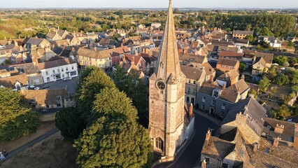 Aerial view of the Market Town of Malmesbury, the Clock Tower and Abbey © fpunshon