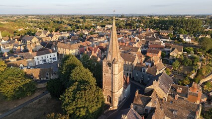 Aerial view of the Market Town of Malmesbury, the Clock Tower and Abbey © fpunshon
