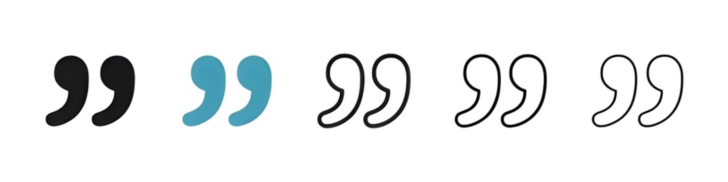 Double quotation sign set. Discussion dialog remark open and close quote sign for UI designs. Thin line customizable illustration. Contour symbol. Vector isolated outline drawing. Editable stroke