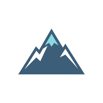 A simple flat vector illustration of a snowy mountain peak