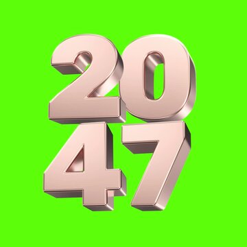 Rose Gold Number 2047 With Green Background