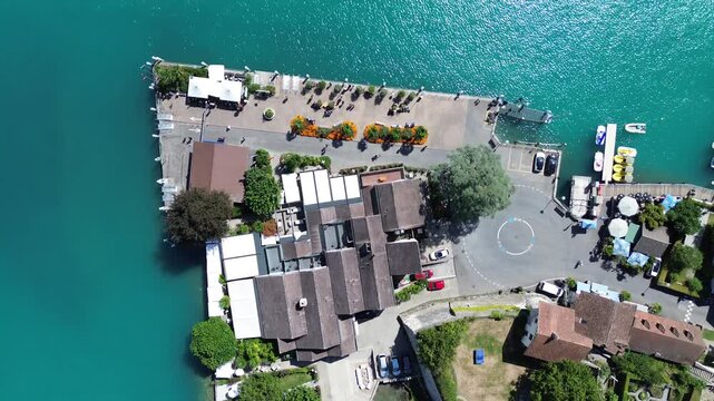 Lakeside village on Lake Thun, Switzerland