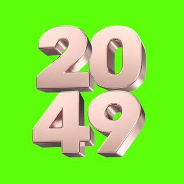 Rose Gold Number 2049 With Green Background