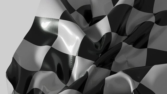 This elegant motion graphic features a dynamic black and white pattern smoothly flowing.