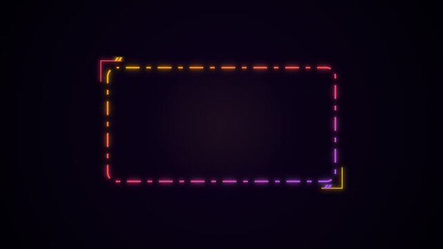 A vibrant glowing rectangular frame with a modern dashed neon design style