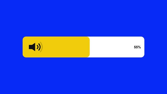Yellow Volume Progress Bar Animation with Percentage Counter on Blue Background Interface Element for Editing