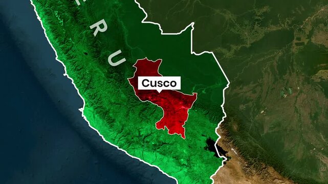 Animated map video highlighting the Cusco region in Peru