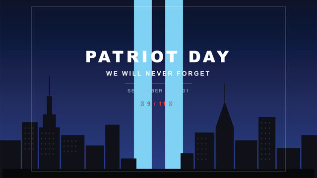 Patriot day twin towers light memorial september 11 tribute modern flat minimalist graphic design social media post header website banner background