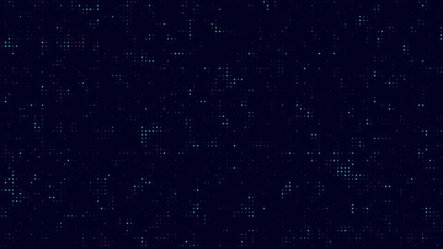 Digital data points abstract animation scatters dots on black. Data points electronic matrix pattern provides network interfaces. Abstract animation style loops smoothly.