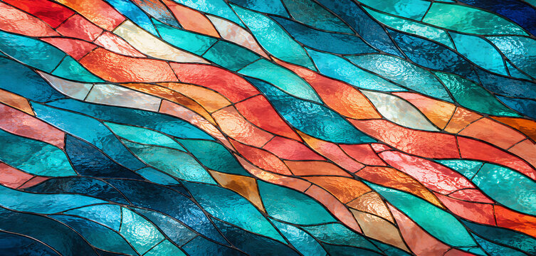 Colorful abstract flowing paint strokes with vibrant red orange blue and green colors