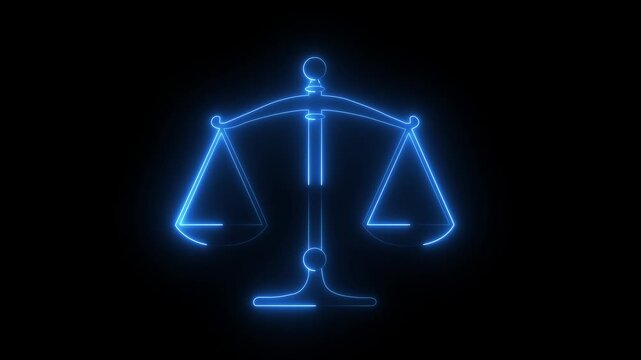 Scales of justice flat icon for apps and websites 4k motion graphic animation.