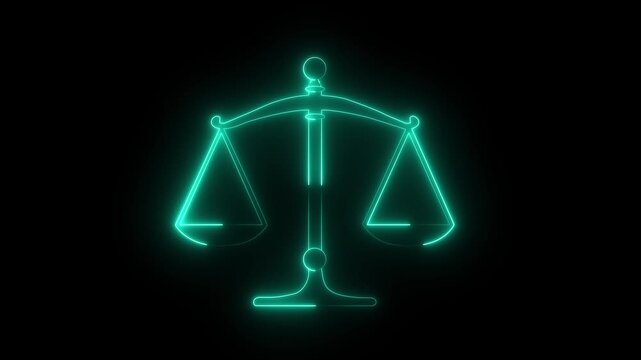 Scales of justice flat icon for apps and websites 4k motion graphic animation.