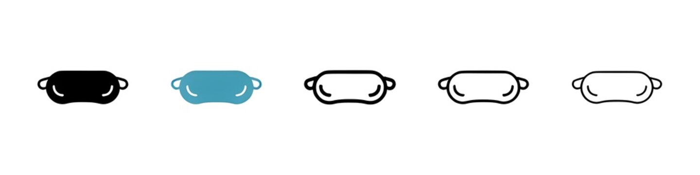 Sleeping mask vector illustration set. Eye sleep mask icon for UI designs. Thin line customizable illustration. Contour symbol. Vector isolated outline drawing. Editable stroke