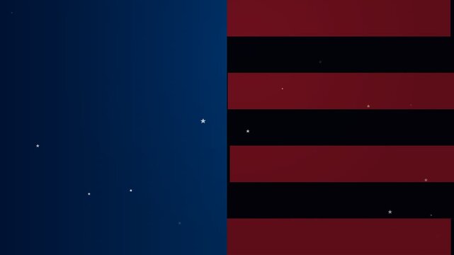Abstract composition with dark red stripes and deep blue star field background