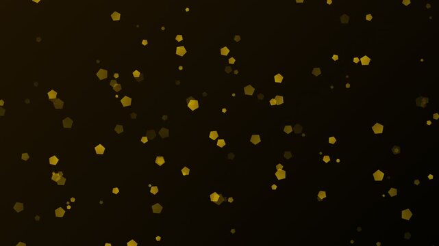 Abstract background featuring floating yellow pentagon shapes on dark