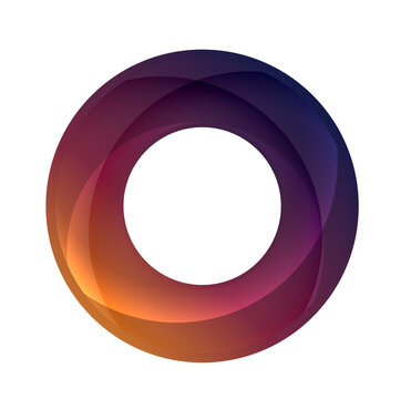 Abstract Orange Purple Gradient 3D Circular Ring Logo with Glossy Modern Design