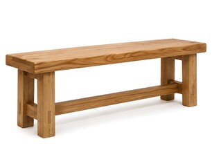Fototapeta premium Wooden Entryway Bench on Pure White Background Professional Studio Photography with Solid Oak Seat Design