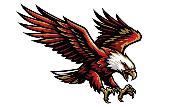 Dynamic eagle mascot graphic illustration in aggressive attack pose