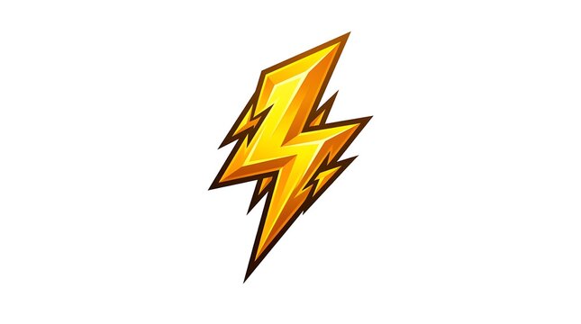 Vibrant 3D lightning bolt icon isolated on white background