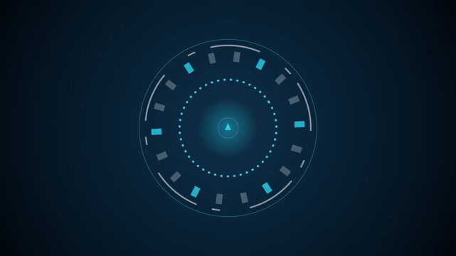 Abstract digital circular interface with glowing blue light and data points