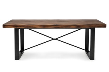 Fototapeta premium Industrial Dining Table on Pure White Background Professional Furniture Photography with Solid Timber Modern Top