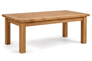 Fototapeta premium Solid Oak Dining Table on Pure White Background Professional Furniture Photography with Natural Wood Grain