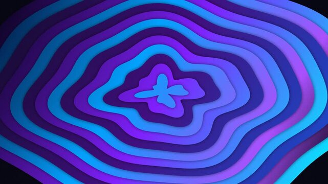 Abstract concentric ripple pattern in vibrant shades of blue and purple